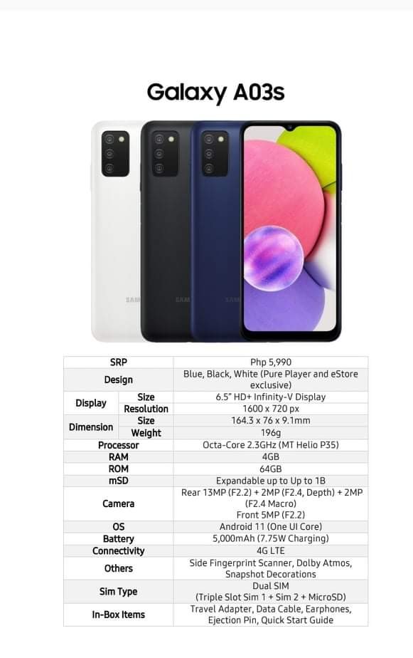 samsung a03s model name